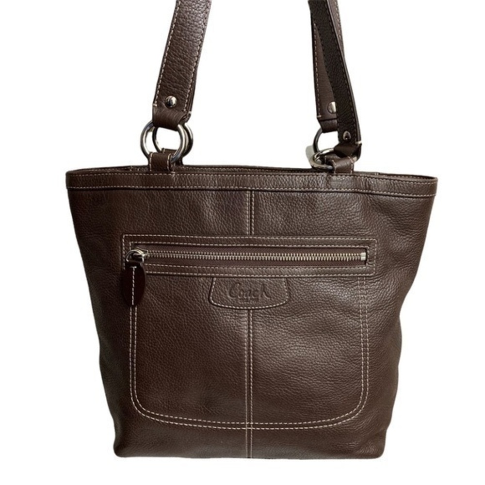 Coach brown leather tote bag